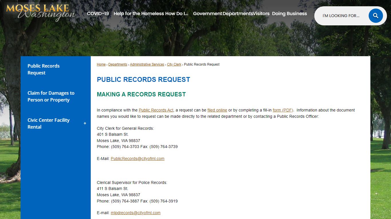 Public Records Request | Moses Lake, WA - Official Website