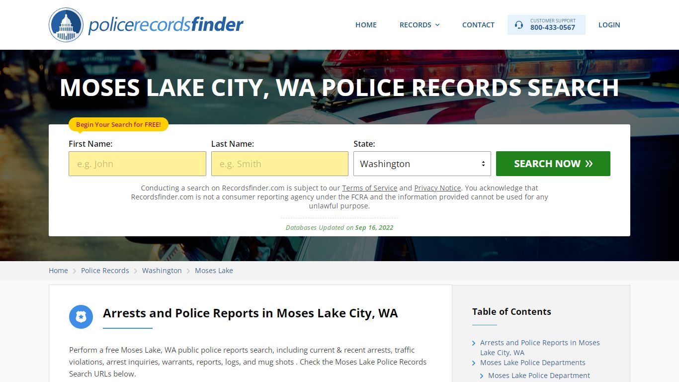 MOSES LAKE CITY, WA POLICE RECORDS SEARCH - RecordsFinder