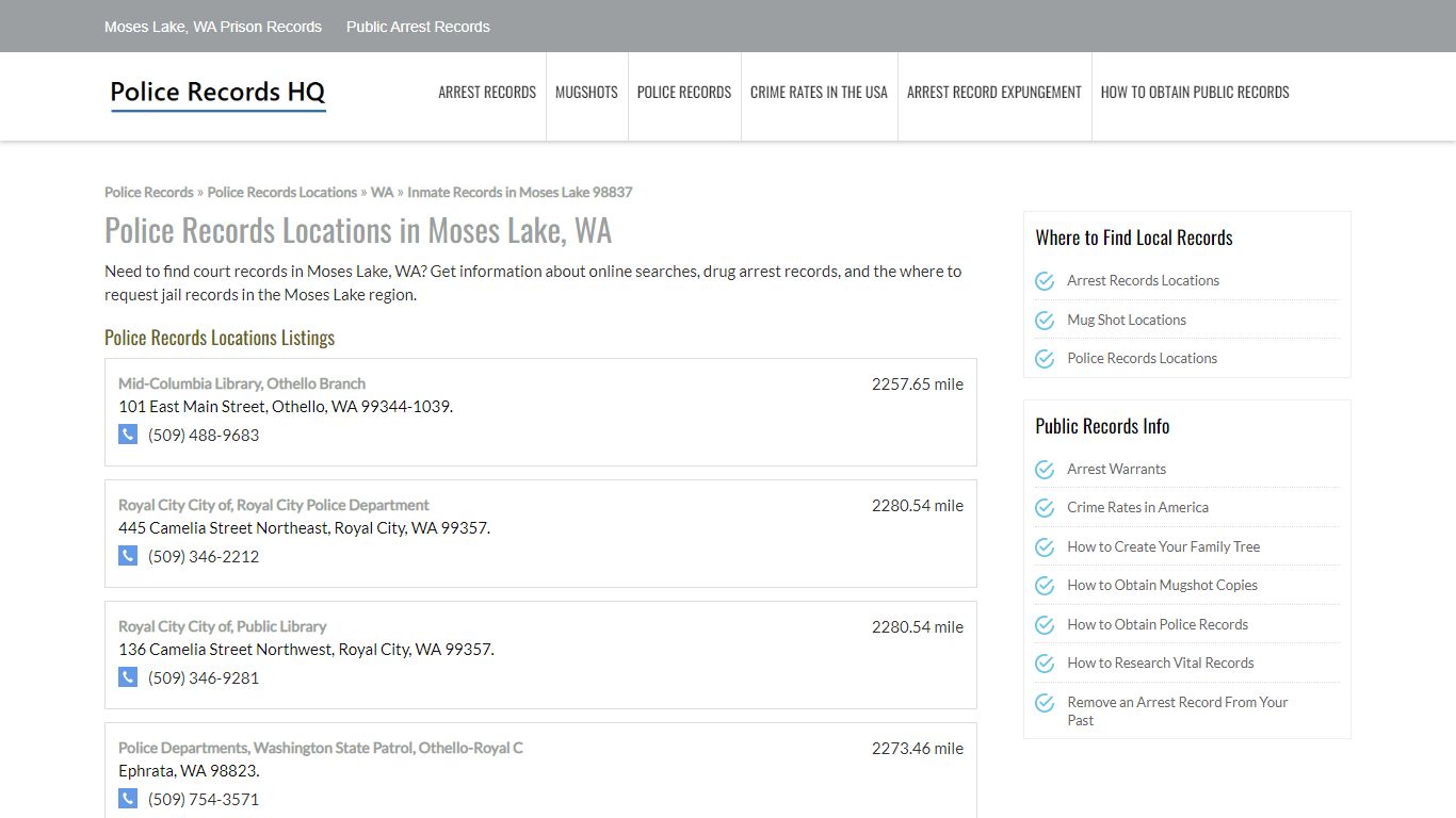Moses Lake, WA Prison Records - Public Arrest Records