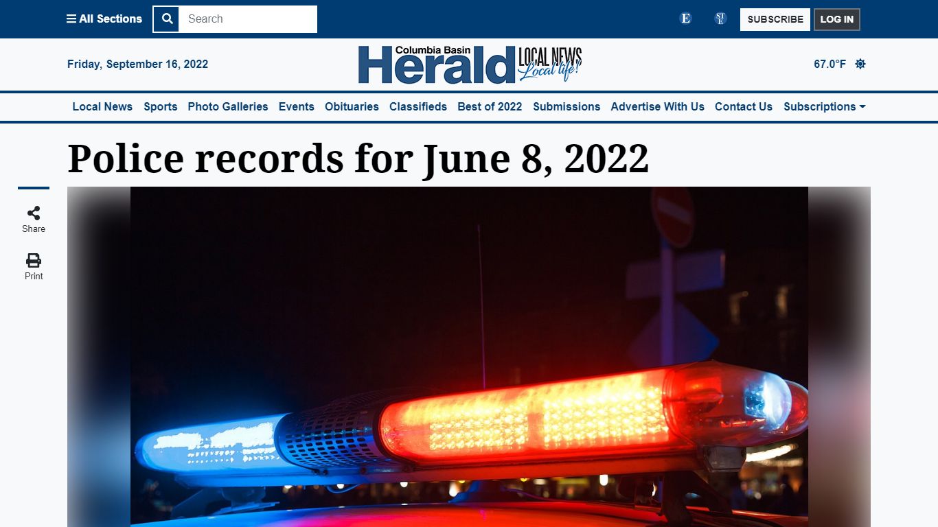 Police records for June 8, 2022 | Columbia Basin Herald